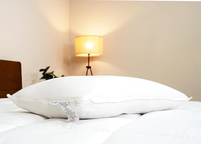 White Duck Down & Feather Pillow -2 Pack Pillows with Soft-Medium Support for Side & Back Sleepers King Size