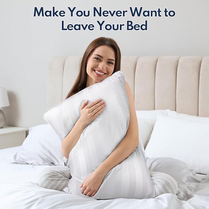 DIORIS Queen Pillows Set of 2 - Bed Pillows for Sleeping, Cooling Down Alternative Pillow, Medium Firm for Side Back Stomach Sleepers, Hotel Quality, Machine Washable
