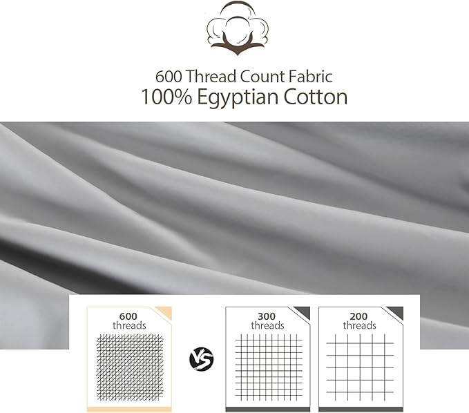 100% Cotton Classic Pillow Protectors with Invisible Zipper, 600 Thread Count Sateen Weave Soft and Breathable Pillow Cases, Protect Pillows from Dirt, Dust and Debris (Queen, 20"x30", Set of 4)