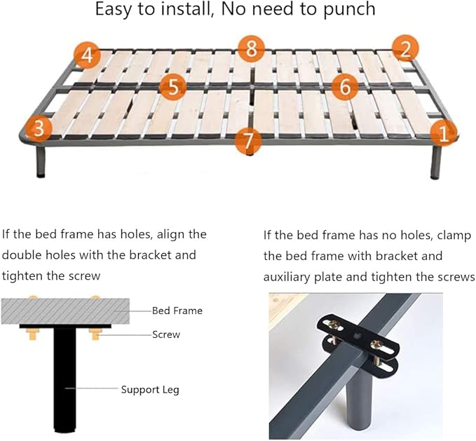 4Pcs Adjustable Height Center Support Leg for Bed Frame, Steel Bed Frame or Wooden Bed Center Slat Support Leg, Sofa Furniture Cabinet Feet (Grey, Height:7.8 to 10.6 inches)