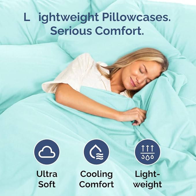 Standard Pillow Cases Set of 6 - Ultra Soft Hotel Quality Pillowcase Covers - Comfy, Cozy & Wrinkle Free - Shrink, Stain & Fade Resistant - Machine Washable Pillow Protectors - 6 Piece Set - Spa Blue