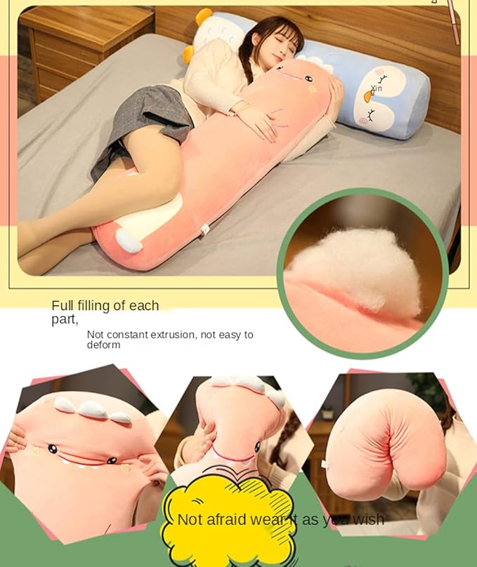 Long Plush Cute Body Pillows 33" Cuddle Stuffed Animal Shaped Bed Body Pillows Soft Cotton Plushies Doll Toy Gifts (Penguin, 33 Inch)
