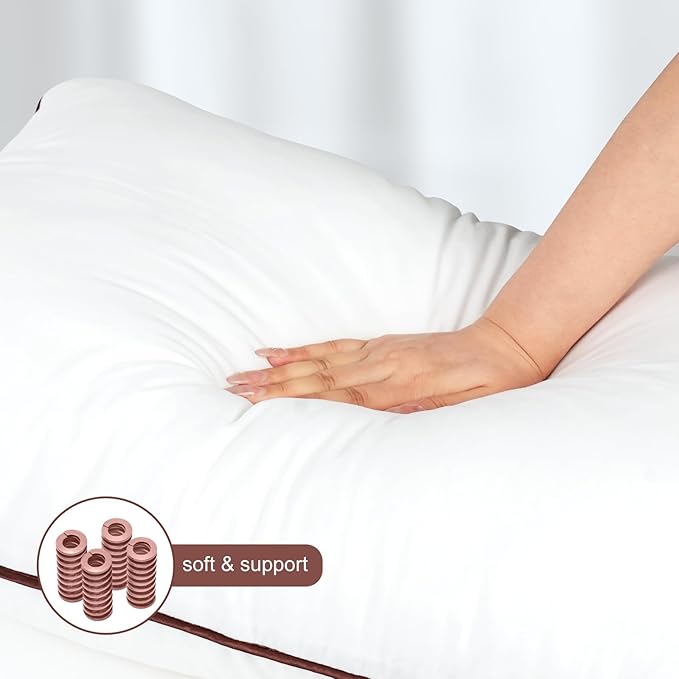 Subrcamos Luxury Comfort Set of 4 Queen Size Bed Pillows - Hypoallergenic Polyester Microfiber Material - Premium Sleep Support for Side, Back, and Stomach Sleepers - 18 x 28 inches, 45 cm x 70 cm