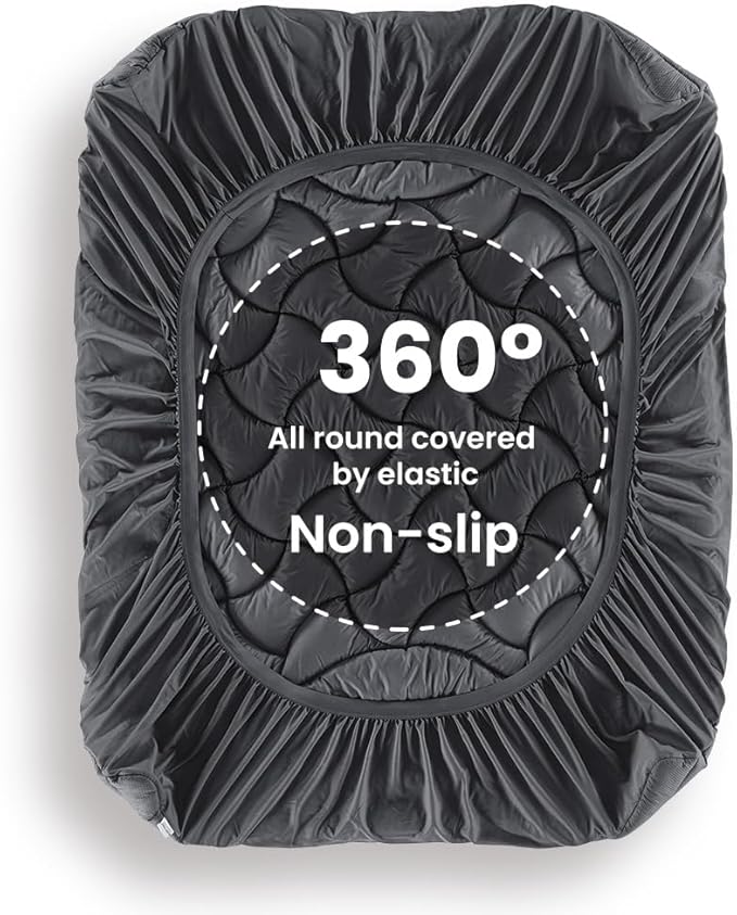 SLEEP ZONE Full Size Cooling Mattress Topper for Double Bed, Premium Zoned Cool Mattress Pad Cover, Padded Mattress Protector Breathable Washable, Deep Pocket 8-21" (Grey, Full)
