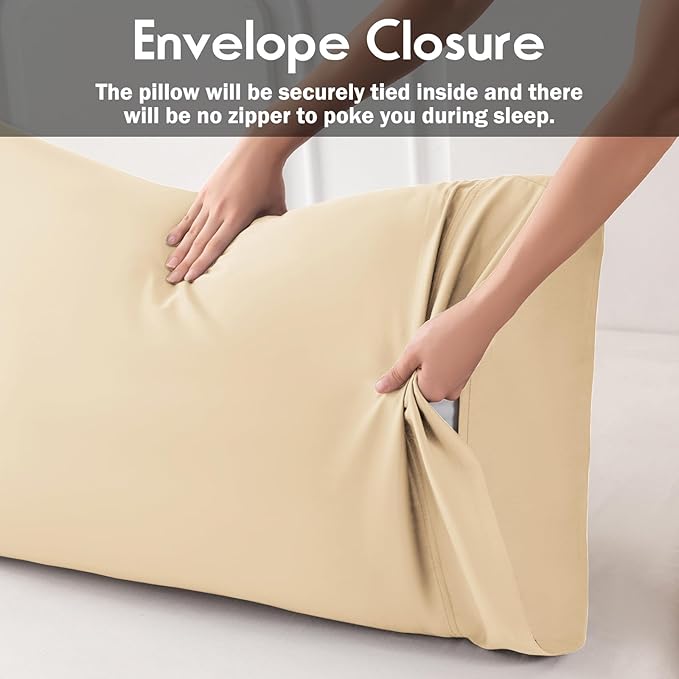 Pillowcases King Size 2 Pack, Cooling Viscose from Bamboo Pillow Cases with Envelope Closure, Cool & Breathable Pillow Cover for Hot Sleepers and Night Sweats, 20" x 40"