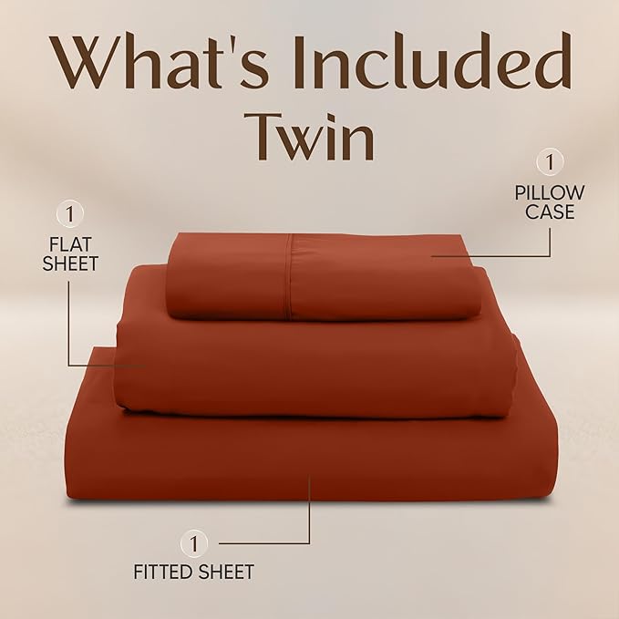 Utopia Bedding Twin Sheet Set – 3 Piece Bed Sheets for Twin Size Bed, Soft and Breathable Microfiber, Includes 1 Fitted Sheet, 1 Flat Sheet and 1 Pillowcase – Oeko Tex (Orange)