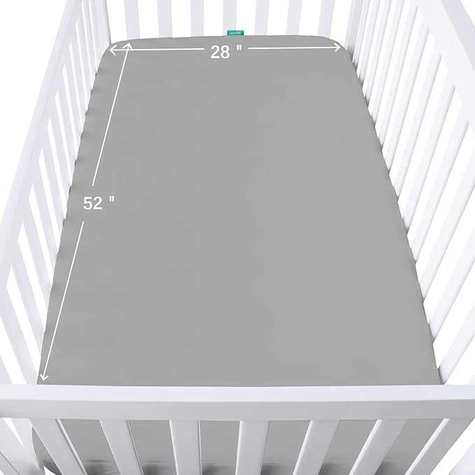 Crib Sheets Waterproof 2 Pack, Crib Mattress Protector, Toddler Fitted Crib Sheet Neutral, Ultra Soft & Breathable Toddler Bed Sheets for Boys and Girls, Grey & Pink