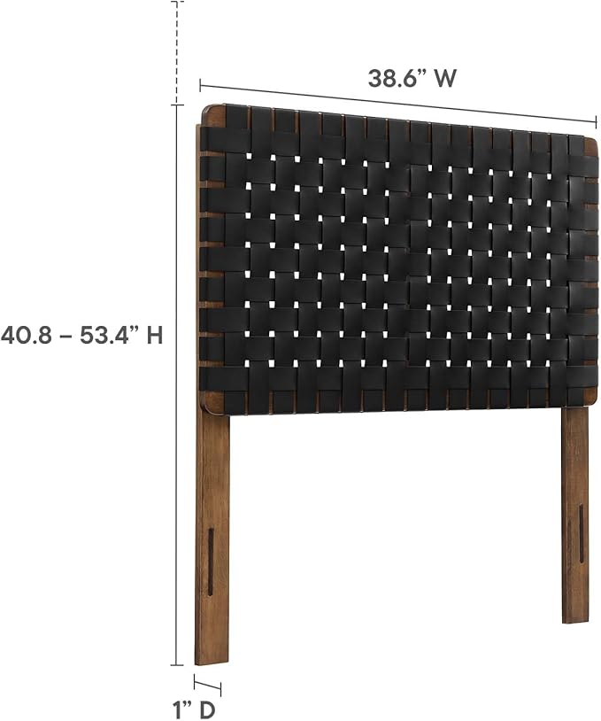 Modway Sparta Weave Twin Vegan Leather Headboard in Walnut Black