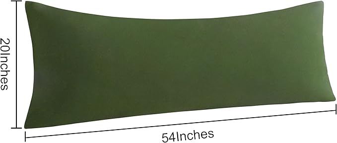 NTBAY Body Pillow Cases Set of 2, 2 Pack Brushed Microfiber 20x54 Pillow Cases, Soft, Wrinkle, Fade, Stain Resistant Olive Green Pillow Cases with Envelope Closure, 20x54 Inches, Olive Green
