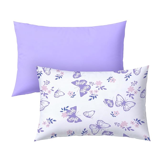 Cloele Kids Toddler Pillowcase Envelope Travel Pillowcase Baby Pillow Cover Fits Pillows Sized 12x16 or 13x18-2 Pack Soft Children’s Bedding Pillowslip Case for Boys and Girls -Butterfly