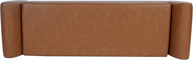 HomePop Modern Storage Bench with Wood Legs |Homepop Home Décor|Bench with Storage for Living Room & Bedroom - Faux Leather Brown
