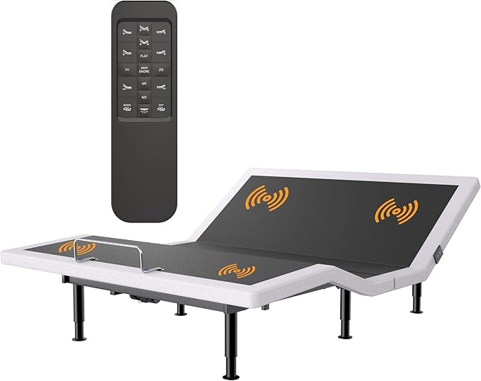 Adjustable Bed Frame King Size with Massage, Wireless Remote, Head Foot Incline, USB, Underbed Light Easy Assembly, Zero Gravity, Bedframe Basic with Quiet Motor