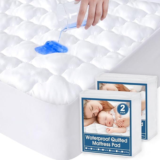 SPRINGSPIRIT Waterproof 2 Pack Cot Mattress Pad/Topper 30'' x 75'', Breathable Cot/Rollaway Bed Mattress Protector for Camping, Daybed, Guest Bed