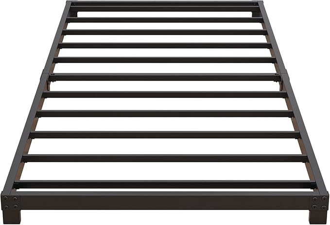 Nailsong 4 Inch Twin XL Bed Frames Low Profile, XL Twin Bed Frame No Box Spring Needed, Heavy Duty Metal, Easy Assembly, Black