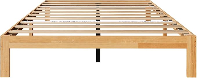 Novilla 12 Inch Queen Bed Frame, Wooden Platform Bed Frame Queen Size, Queen Size Bed Frame Without Headboard, Sturdy Wood Slat Support, No Box Spring Needed, Easy Assembly, Natural Grain Wood