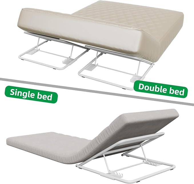 2 Pack Under Mattress Wedge Lifter, 4-Level Adjustable Height Bed Wedge Risers, Heavy-Duty Mattress Elevator for Acid Reflux, Heartburn, GERD and Sleep Support