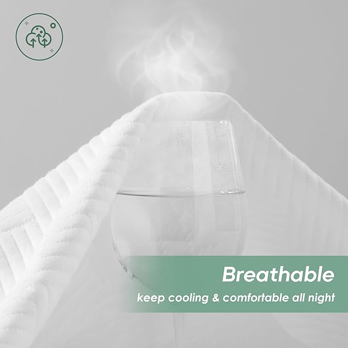 Cozymaker King Size 100% Waterproof Mattress Protector, Mattress Pad Cover Fitted 8"-21" Deep Pocket, 3D Air Fabric Soft Breathable Cooling Bed Cover Noiseless Washable, White-Fence