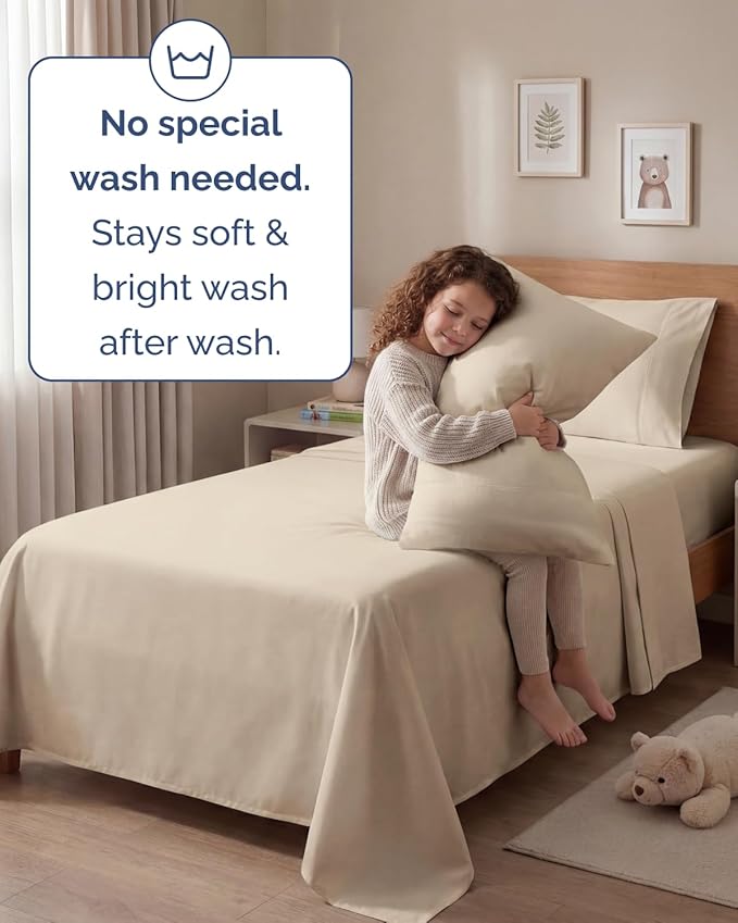 Twin 4 Piece Sheet Set - Comfy, Breathable & Cooling - Soft Hotel Luxury Bedding for Women, Men, Kids, Teens & Children - 1 Flat & 1 Fitted Sheet & 2 Pillowcases w/ Deep Pockets - Wrinkle Free - Wheat
