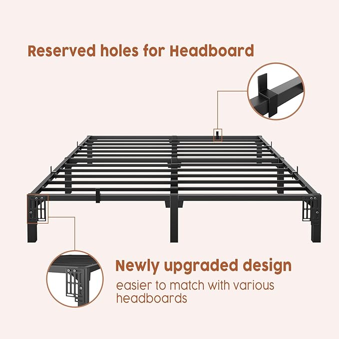 GarveeHome 10 Inch Full Bed Frame, Heavy Duty Metal Platform Bed Frame with Iron Slat Support, No Box Spring Needed, Tool-Free Assembly, Supports 800 Lbs