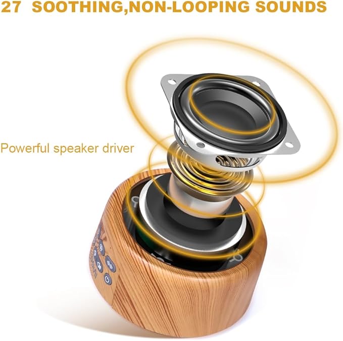 Douni Sleep Sound Machine - White Noise Machine with 27 Soothing Sounds for Sleeping & Relaxation, Timer Settings,Sleep Therapy for Families, Home,Office,Travel.Wood Grain
