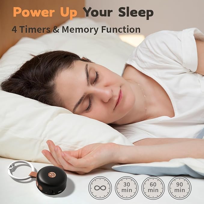 Mini Sound Machine Portable Baby White Noise Machine Brown Noise Machine 30 Soothing Sounds for Kids Adults Auto-Off Timer 32 Volume Levels Battery Sleep Machine for Home Office Privacy (Black)