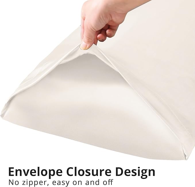 HUXMEYSON Body Pillow with Satin Pillowcase, Body Pillow for Adults, Removable Cover, Beige (20"x54")