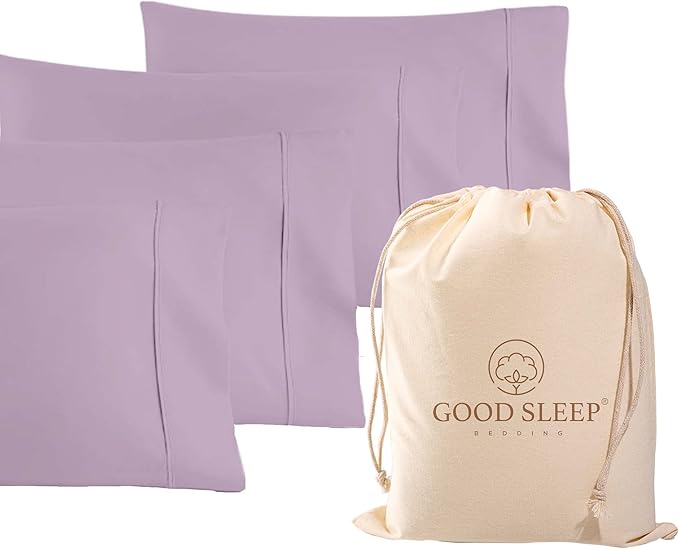 1000 TC Purple King Pillowcases Set of 4 100% Egyptian Cotton Pillow Cases with Long Staple Cotton & Sateen Weave, Silky Soft Hotel - Like Bed Pillow Covers for Comfy Sleeping, Snug Fit