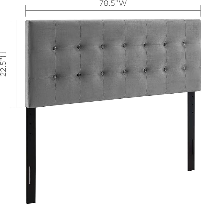 Modway Emily King Biscuit Tufted Performance Velvet Headboard, Gray