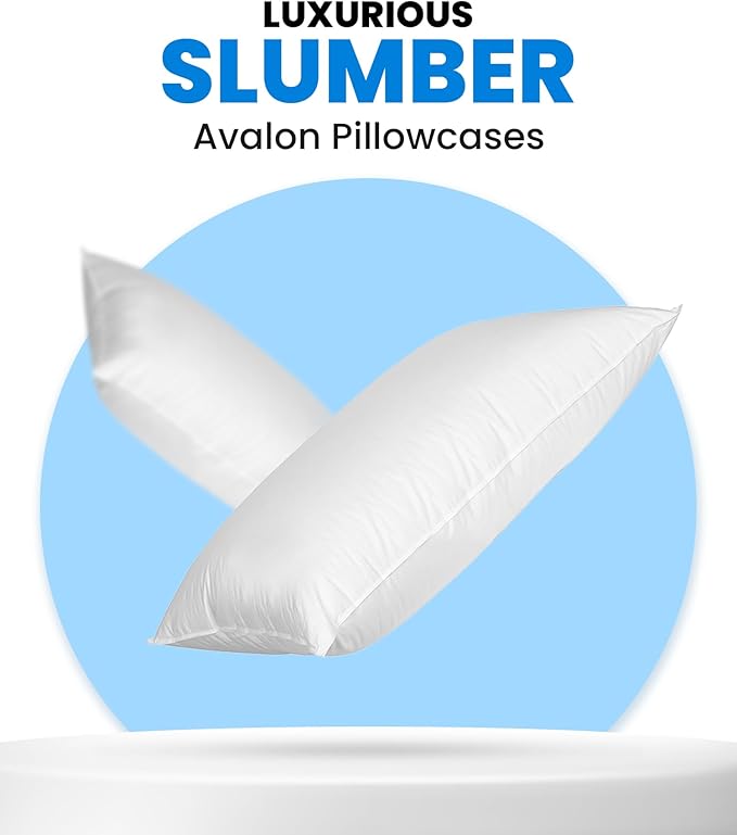 Avalon Bedding Pillow Cases Standard Size White Pillow Cases Set of 4 Cotton Blend 200 TC Soft & Breathable Perfect for Home & Hospital, Hotel Quality Queen Pillow Protectors 30x20 Inches
