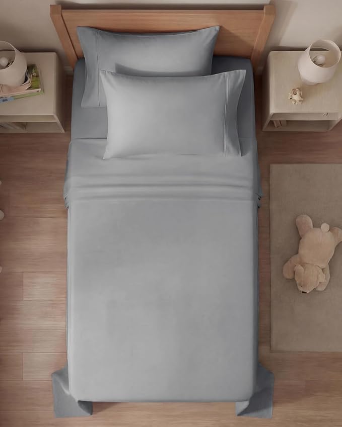 Twin 4 Piece Sheet Set - Comfy, Breathable & Cooling - Hotel Luxury Bedding for Women, Men, Kids, Teens & Children - 1 Flat & 1 Fitted Sheet & 2 Pillowcases w/ Deep Pockets - Wrinkle Free - Steel Blue