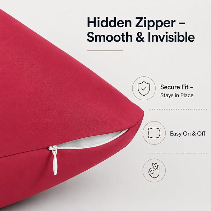 Evolive Ultra Soft Microfiber Body Pillow Cover/Pillowcases 21"x54" with Hidden Zipper Closure (21"x54" Body Pillow Cover, Crimson)