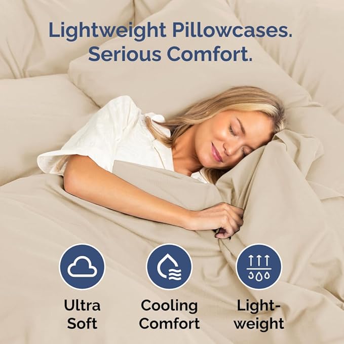 King Standard Pillow Cases Set of 4 - Soft Hotel Quality Pillowcase Covers - Comfy Bedding for Women, Men, Kids & Teens - Machine Washable Pillow Protectors - 4 Piece Set - King Standard Size Wheat