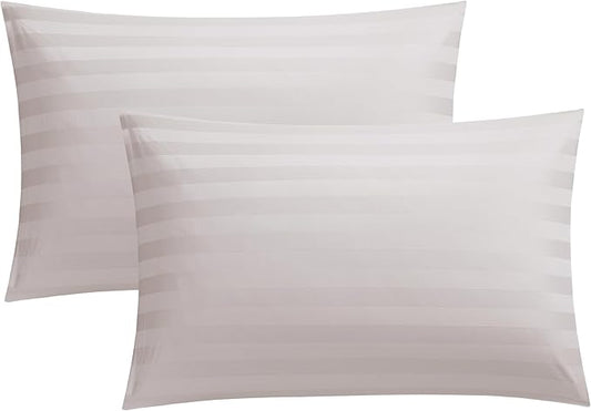 100% Cotton Classic Pillow Protectors with Invisible Zipper, 600 Thread Count Sateen Weave Soft and Breathable Pillow Cases, Protect Pillows from Dirt, Dust and Debris (Queen, 20"x30", Set of 2)
