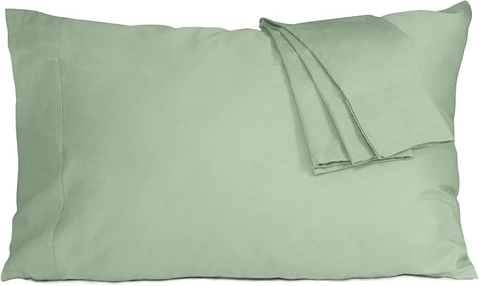Pillow Cases, Standard Queen Size Cotton Percale Weave Pillowcases, Pre-Shrunk Breathable and Hypoallergenic Pillowcases, Set of 2 (2 Piece Standard/Queen 20 Inch x 30 Inch, Sage Green)