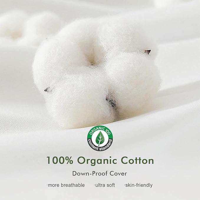 TOPGREEN Feathers Down Pillow Inserts 16x16 (Set of 4, White), 100% Organic Cotton Shell, Soft Decorative Square Throw Pillow for Living Room Sofa, Couch, or Bed