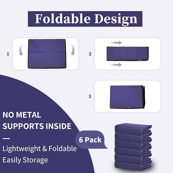 90L Clothes Blanket Storage Bags, 6 Pack Under Bed Storage Bins with Lids, Foldable Closet Organizer with Reinforced Handles for Clothing, Blanket, Comforters, Bed Sheets, Pillows and Toys, Darkblue