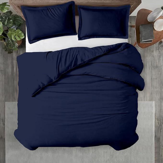 Kotton Culture 1 Pc 120" x 98" Duvet Cover Oversized King 100% Egyptian Cotton - 600 Thread Count Comforter Cover, Zipper Closure & Corner Ties - Fits Large King Inserts - Navy Blue