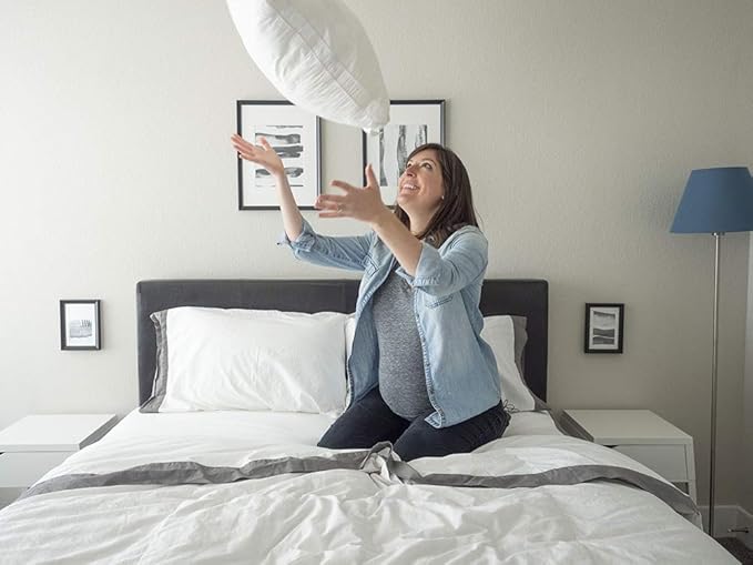 Maxi Deluxe Euro Size Bed Pillow – Ultra Soft & Comfortable – Versatile for Side, Back & Stomach Sleepers – 300TC Cotton Top – Single Pack – (European Size Pillow is 26 x 26)