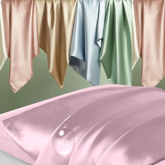Silk Pillowcase 2 Pack, Mulberry Silk Pillow Cases Queen Size Set of 2, Anti Acne Silk Pillowcase for Hair and Skin, Natural Silk Satin Pillowcases Gifts for Women Men 2 Pack with Zipper, Light Pink