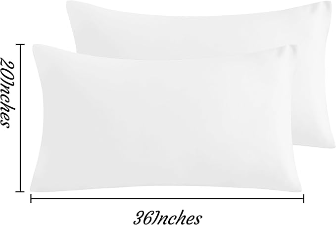 NTBAY King Pillow Cases Set of 2, 2 Pack Brushed Microfiber 20x36 Pillow Cases, Soft, Wrinkle, Fade, Stain Resistant White Pillow Cases with Envelope Closure, 20x36 Inches, White