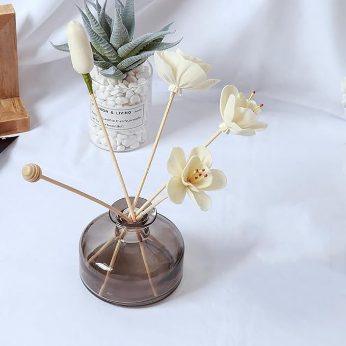 Glass Bud Vase Empty Glass Diffuser Bottles Refillable Aromatherapy Jars Small Vases for Flowers Vases Centerpiece for Wedding Home Essential Oils Office Table Decor (Gray-1)