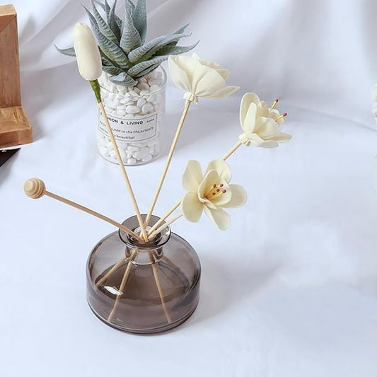 Glass Bud Vase Empty Glass Diffuser Bottles Refillable Aromatherapy Jars Small Vases for Flowers Vases Centerpiece for Wedding Home Essential Oils Office Table Decor (Gray-1)