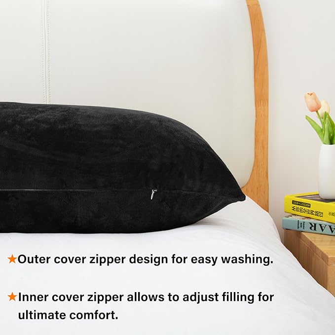 1 MIDDLE ONE Body Pillow, Memory Foam Body Pillows for Adults Sleeping, Long Pillow for Bed, Big Large Firm Full Body Pillow for Side Sleeper, 20x54 Inch, Black