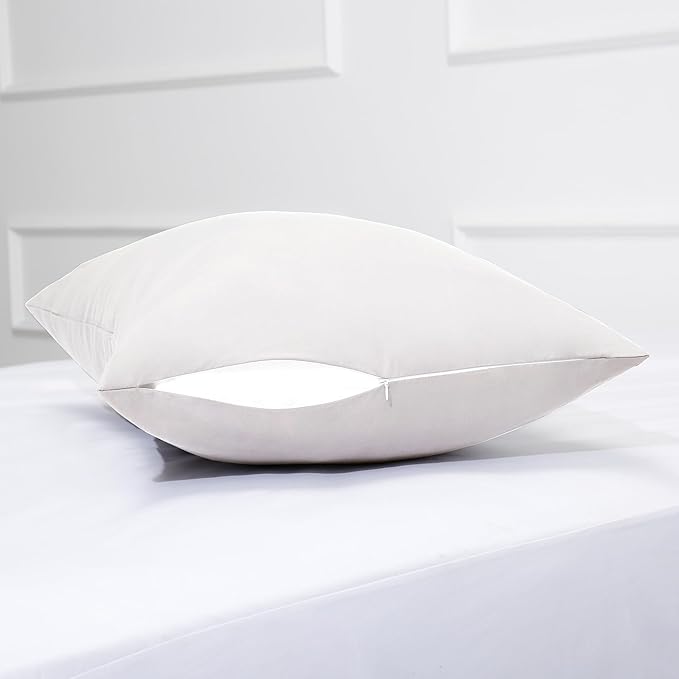 Cotton Pillow Protectors/Cases Queen Size with Zipper 2 Pack Light Grey Color,Cooling & Breathable Bed Pillow Protectors Set of 2 Pillow Cases Cover (Queen Size 20" x 30")