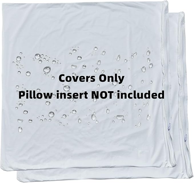 Feather Proof Pillow Protectors 24x24 Pack of 2 Waterproof Soft Bamboo Viscose Jersey Square Pillow Covers for Throw Pillow