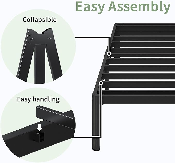 Lutown-Teen 7 Inch Low Twin Bed Frames with Rounded Corner Legs, 1000 LBS Heavy Duty Metal Slats Support Twin Platform Bed Frame No Box Spring Needed, Easy Assembly