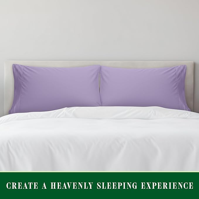 Elegant Comfort Luxury Ultra-Soft 2-Piece Pillowcase Set - 1500 Premium Hotel Quality Microfiber Double Brushed - Wrinkle Resistant, Standard/Queen, Lilac