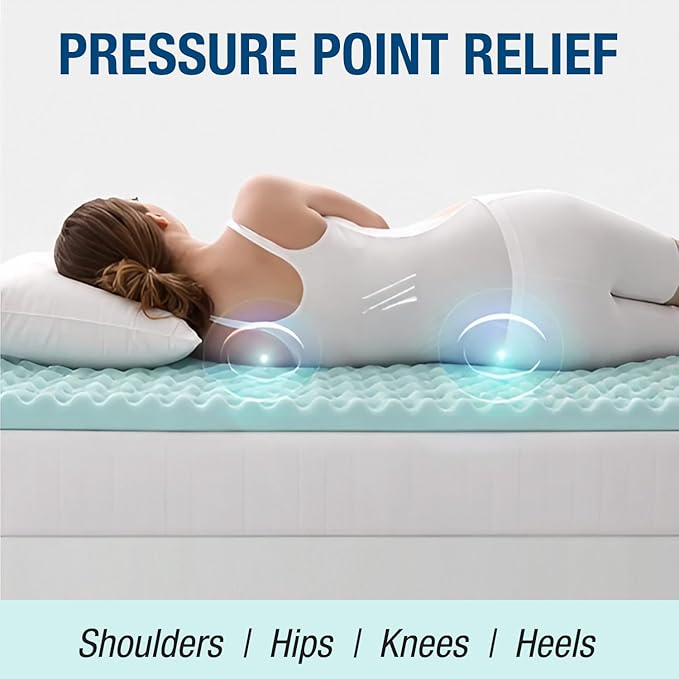 DMI Twin XL Mattress Topper Egg Crate Foam Mattress Topper for Pressure Relief, Weight Distribution & Enhanced Airflow Dorm Bed Mattress Topper 2 Inch - Improved Comfort & Alignment- Blue