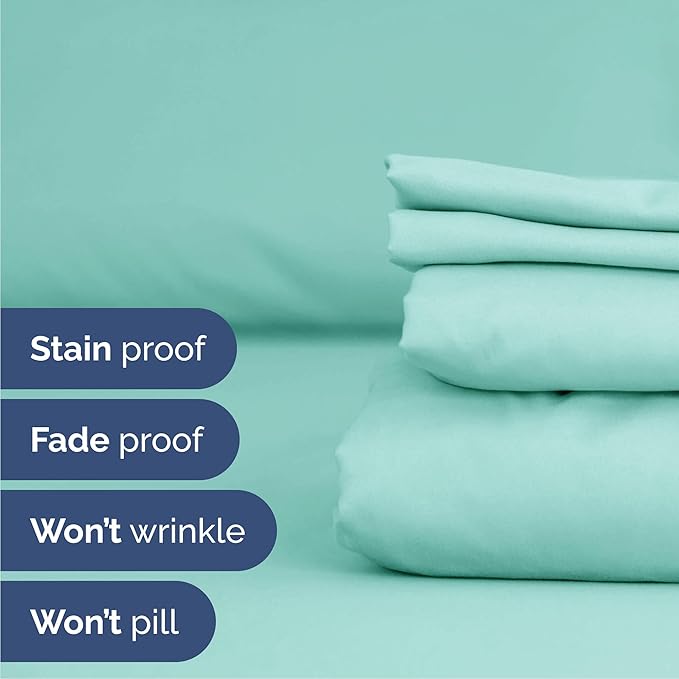 Cal King 6 Piece Sheet Set - Comfy Breathable & Cooling - Hotel Luxury Bedding for Women, Men, Kids, Teens & Children - 1 Flat & 1 Fitted Sheet & 4 Pillowcases w/ Deep Pockets, Wrinkle Free - Spa Blue