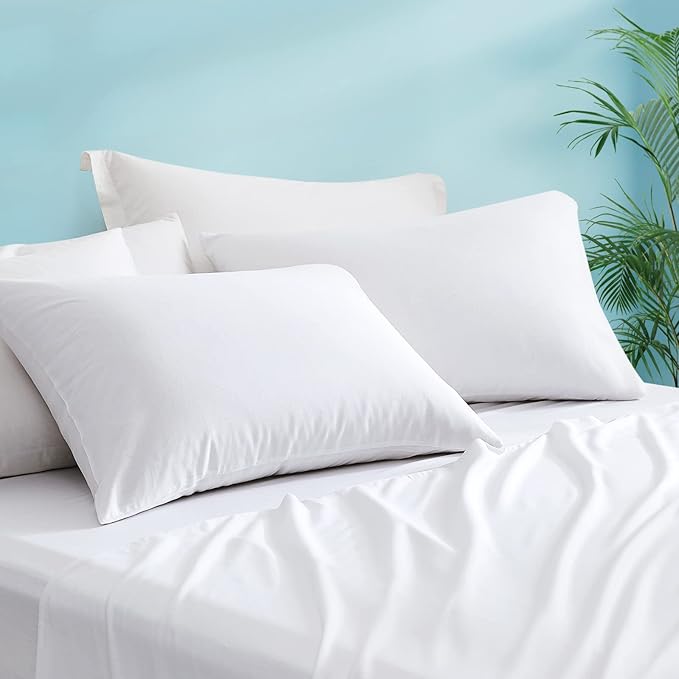 LUXEAR Pillow Cases, 2 Pack King Size Linen Pillowcases for Hair Skin, Silky Skin-Friendly, Machine Washable Pillow Covers - White